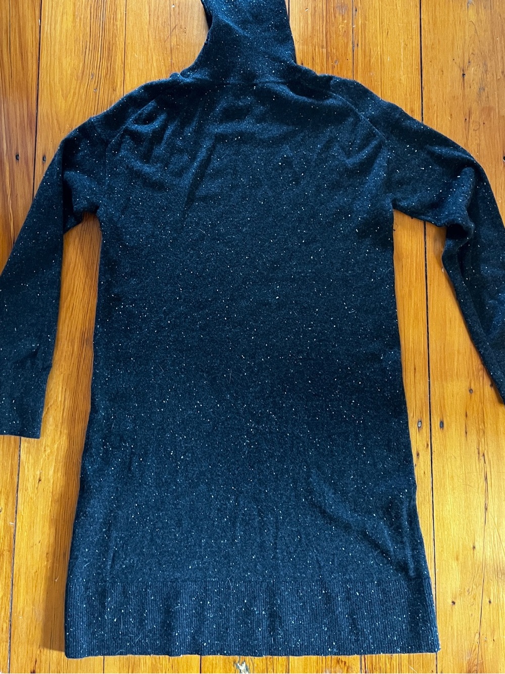 Black Speckled Everlane Turtleneck Cashmere Sweater Dress